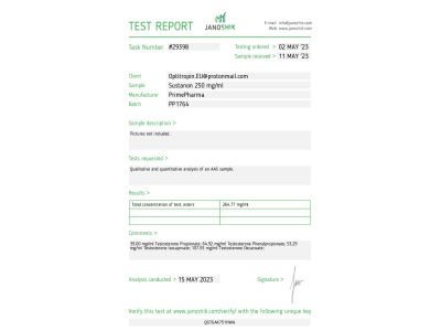 Sustanon Fabricant: Prime Pharma Emballage : Fiole de 10 ml (250 mg/ml)