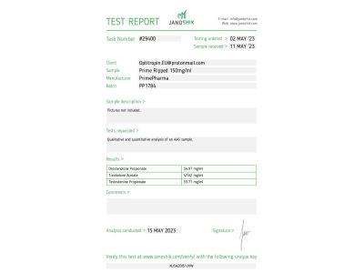 Prime Ripped Fabricant : Prime Pharma Emballage : Fiole de 10 ml (150 mg/ml)