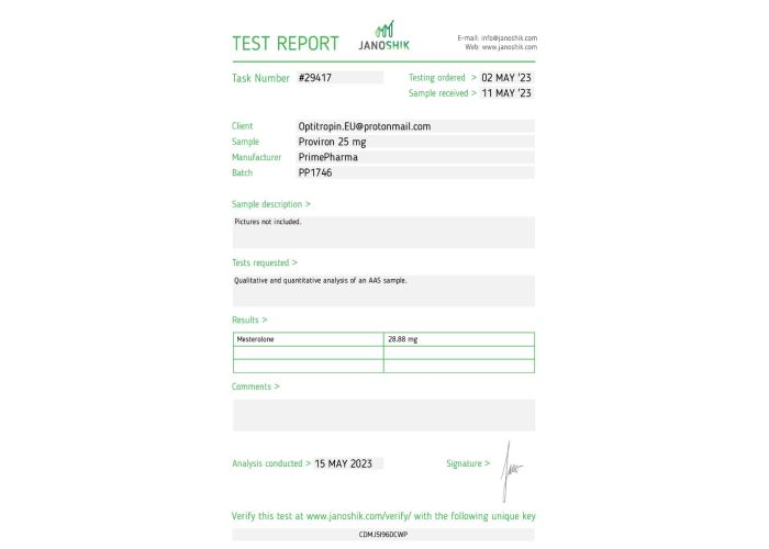 Proviron Fabricant : Prime Pharma Emballage : 100 cp/bt (25 mg/cp)