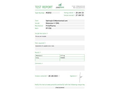 Melanotan-II Fabricant: Prime Pharma Emballage : Fiole de 10 ml (10 mg/ml)