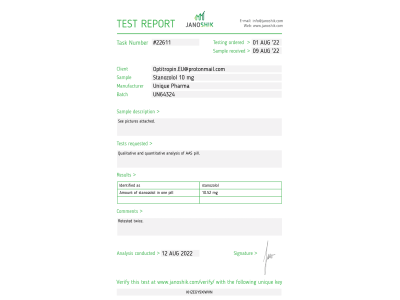 Stanozolol (Winstrol) Fabricant: Unique Pharma Emballage : 100 cp/bt (10 mg/cp)