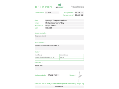Methandrostanolone Fabricant : Unique Pharma Emballage : 100 cp/bt (10 mg/cp)