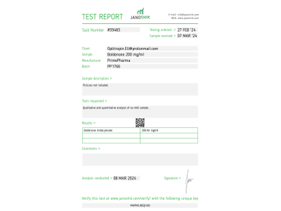Boldenone Fabricant : Prime Pharma Emballage : Fiole de 10 ml (200 mg/ml)