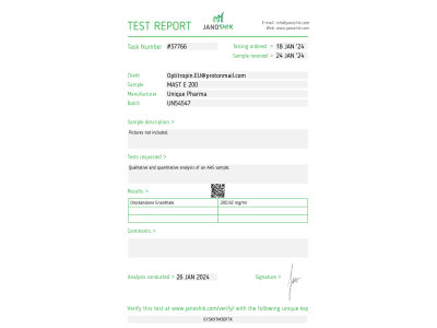 Masteron Enanthate Fabricant: Unique Pharma Emballage : Fiole de 10 ml (200 mg/ml)