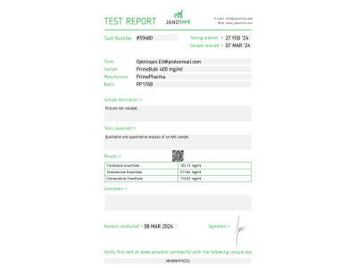 Prime Bulk Fabricant: Prime Pharma Emballage : Fiole de 10 ml (400 mg/ml)